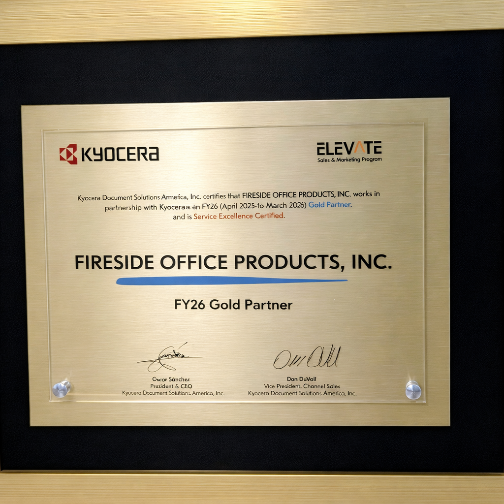 ireside Office Products Recognized as KYOCERA FY26 Gold Partner & Service Excellence Certified